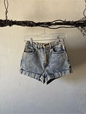 American Apparel Light Acid Wash High-Rise Jean Shorts